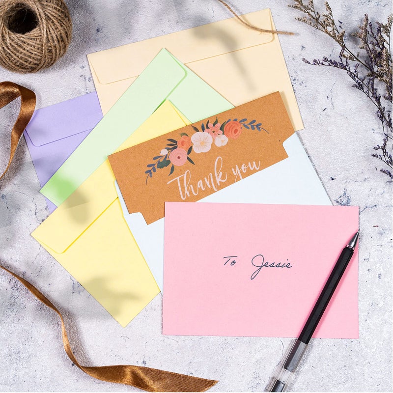 MATICAN Invitation Envelopes, 120-Pack 4x6 Envelopes for Invitations, Pastel Colored Envelopes, A4, 4 1/4 x 6 1/4 Inches, 6 Colors - Image 2
